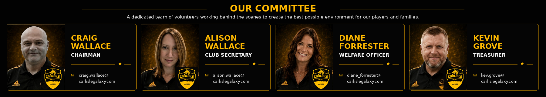 Carlisle Galaxy committee: Craig Wallace, Alison Wallace, Diane Forrester and Kevin Grove